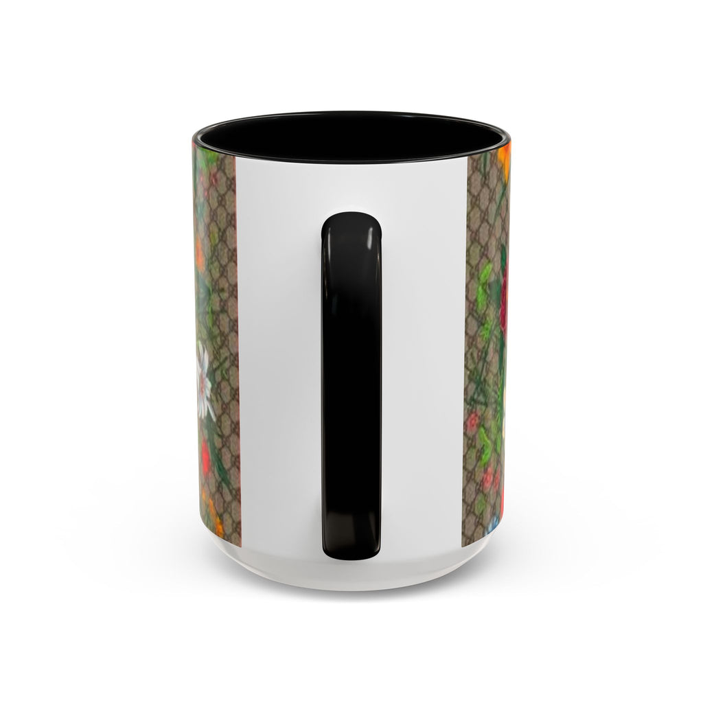 Floral Pattern Coffee Mug — Vintage Garden Accent 11/15oz - Italian Luxury Fashion Designer Scarf Pattern