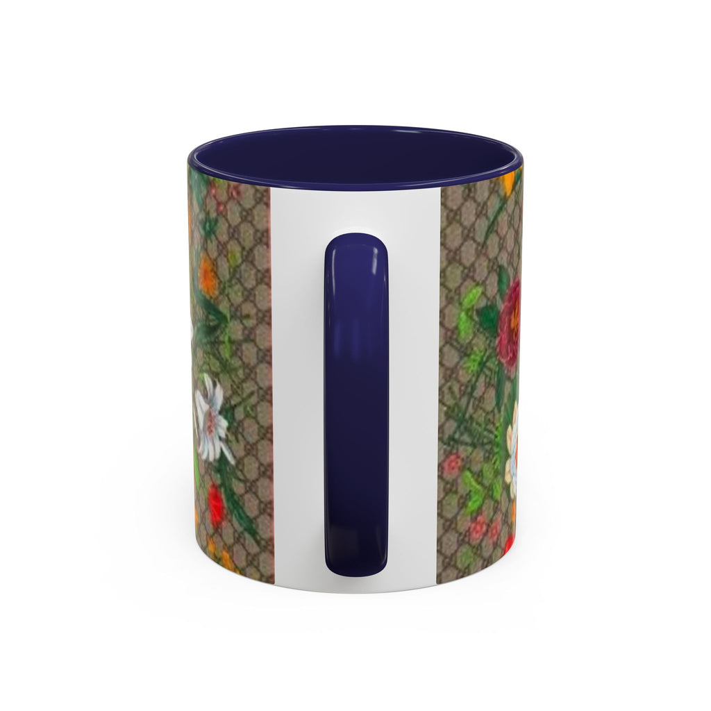 Floral Pattern Coffee Mug — Vintage Garden Accent 11/15oz - Italian Luxury Fashion Designer Scarf Pattern