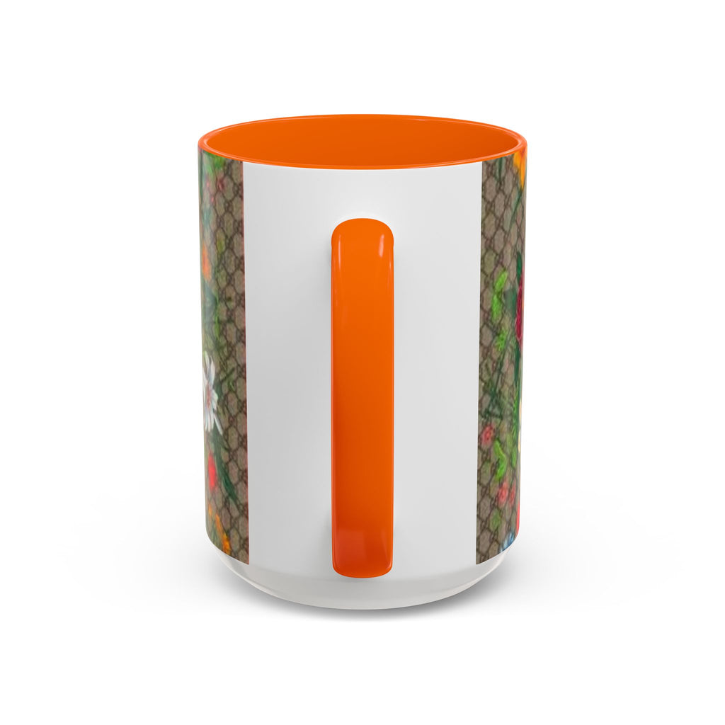 Floral Pattern Coffee Mug — Vintage Garden Accent 11/15oz - Italian Luxury Fashion Designer Scarf Pattern