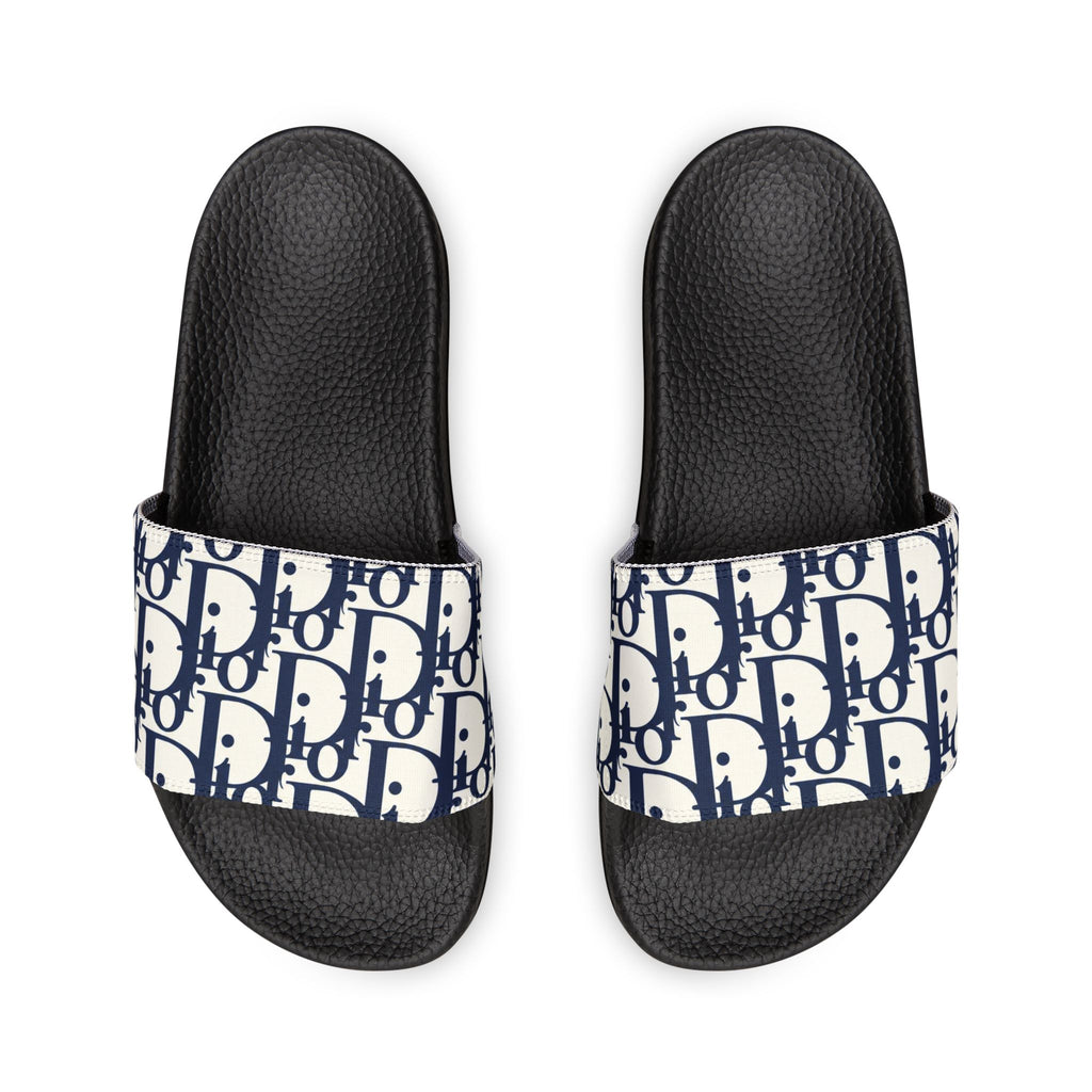 Slide Sandals — Navy Monogram Removable-Strap Slides