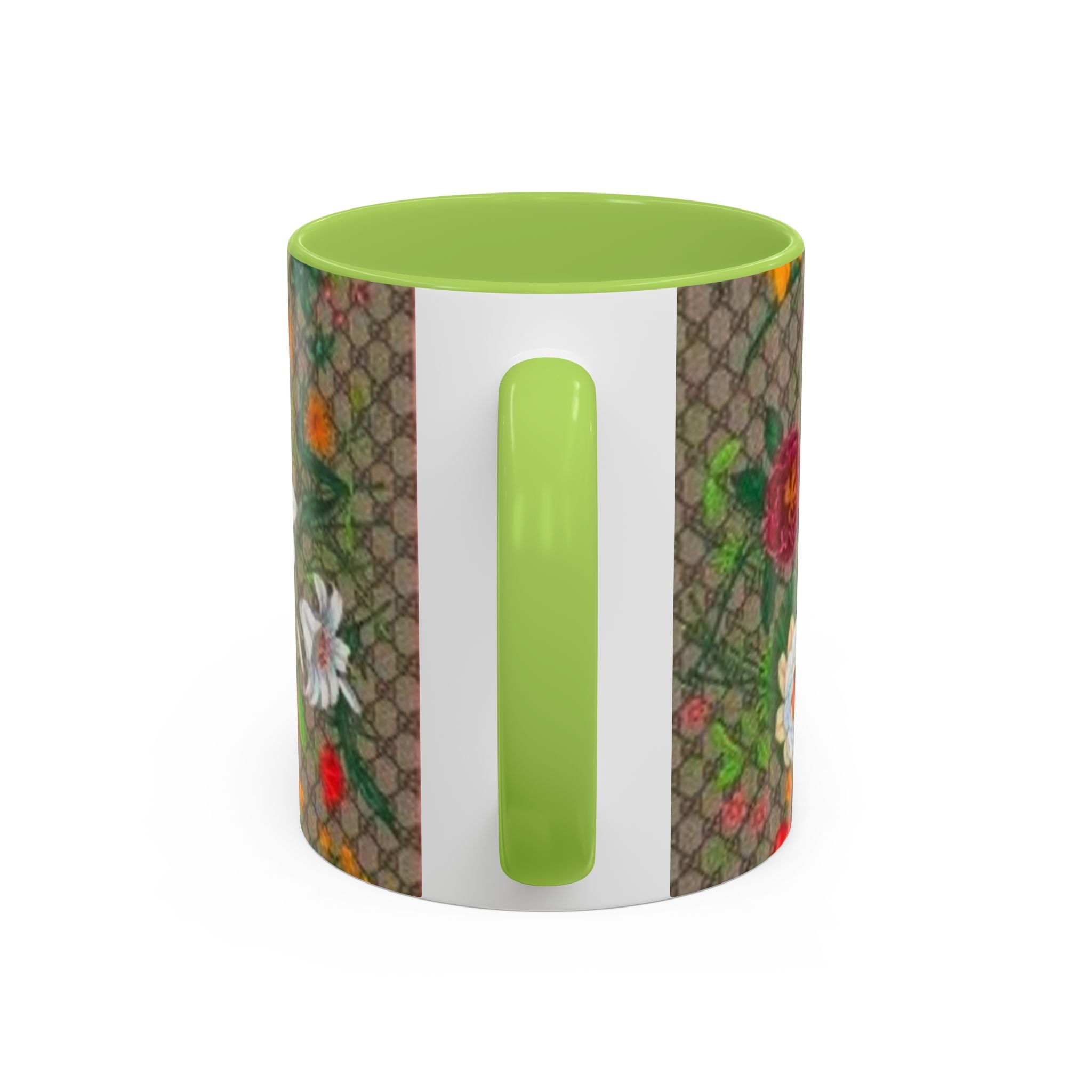 Floral Pattern Coffee Mug — Vintage Garden Accent 11/15oz - Italian Luxury Fashion Designer Scarf Pattern