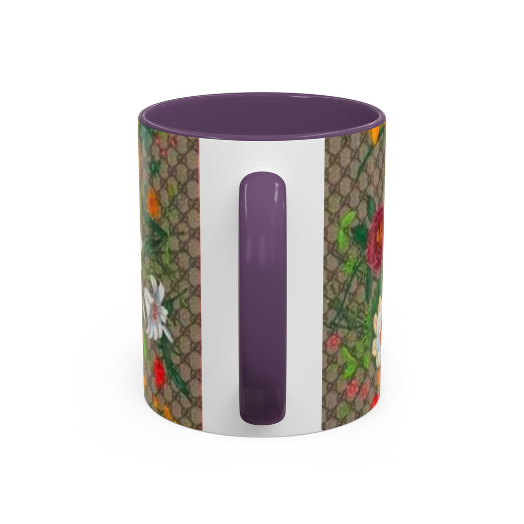 Floral Pattern Coffee Mug — Vintage Garden Accent 11/15oz - Italian Luxury Fashion Designer Scarf Pattern
