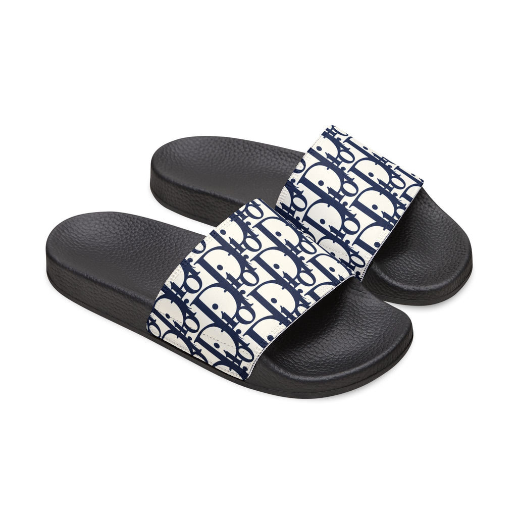 Slide Sandals — Navy Monogram Removable-Strap Slides
