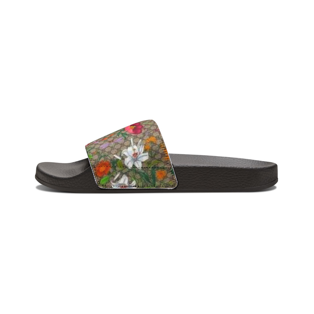 Floral Slide Sandals — Women's Removable-Strap Floral Slides - Italian Luxury Designer Scarf Print