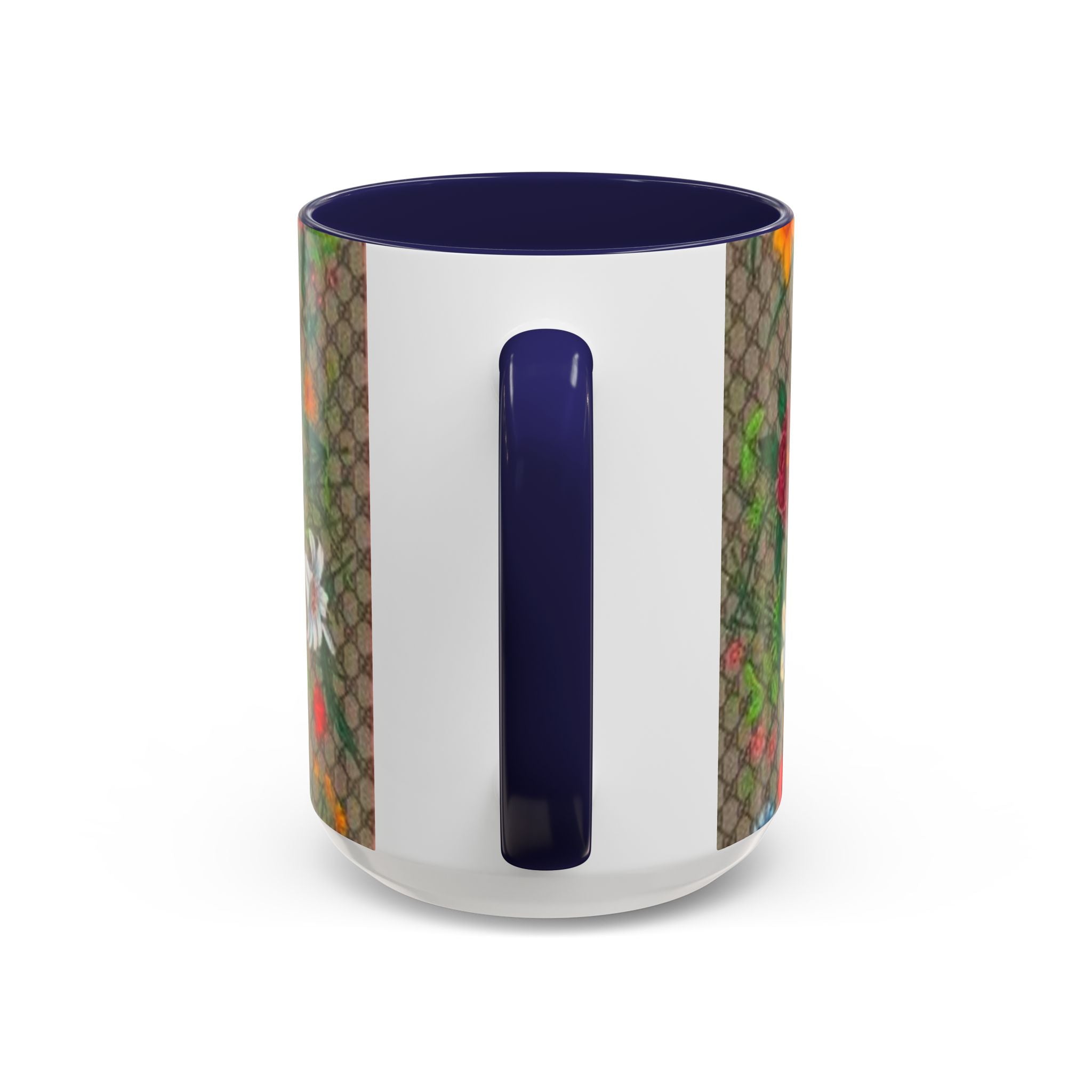 Floral Pattern Coffee Mug — Vintage Garden Accent 11/15oz - Italian Luxury Fashion Designer Scarf Pattern
