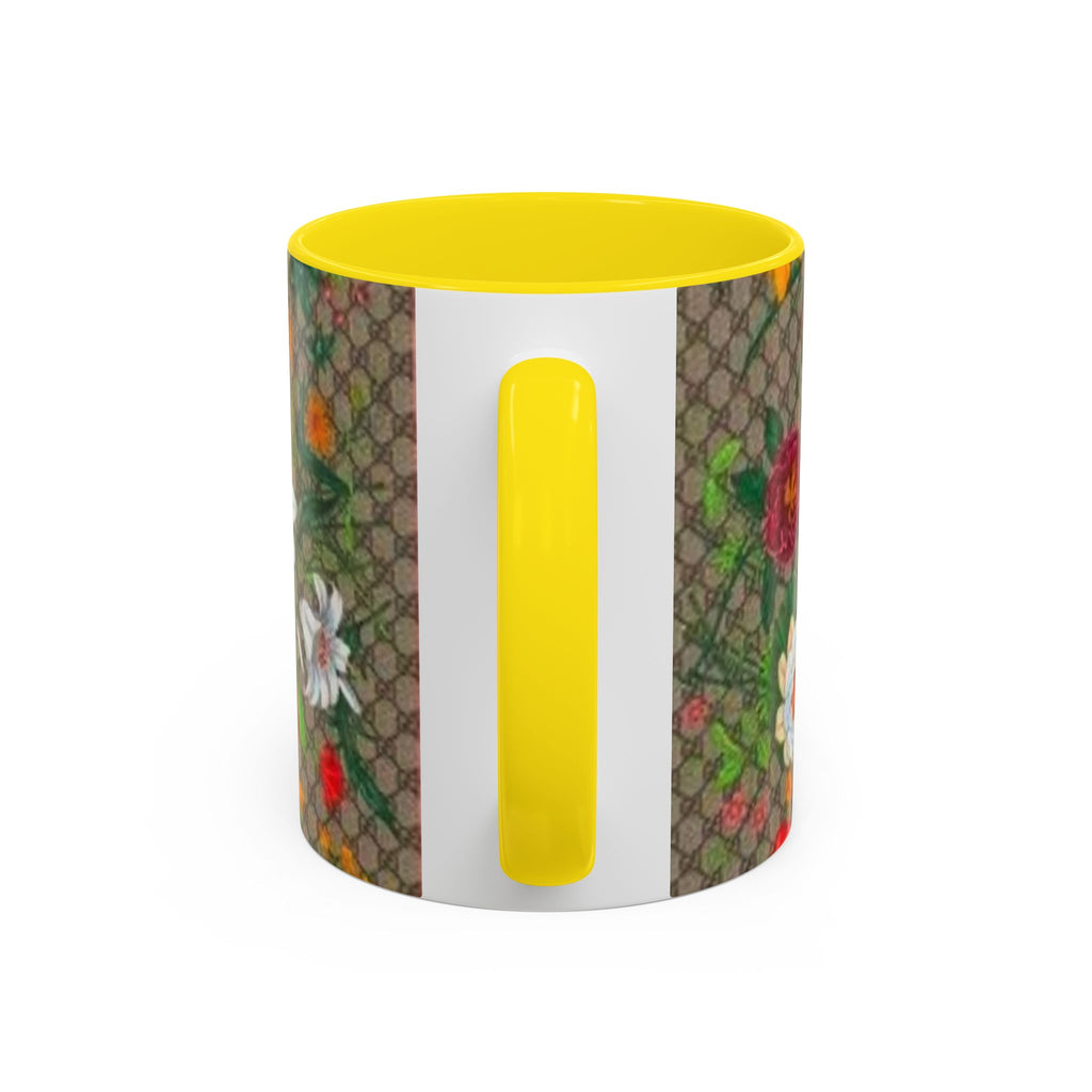 Floral Pattern Coffee Mug — Vintage Garden Accent 11/15oz - Italian Luxury Fashion Designer Scarf Pattern