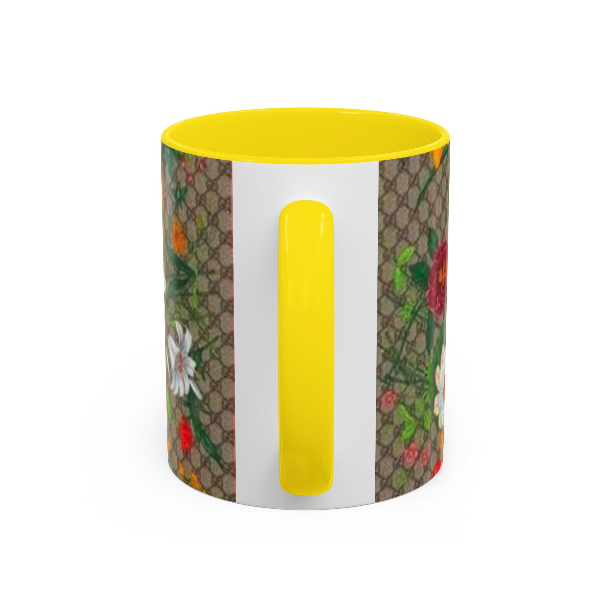 Floral Pattern Coffee Mug — Vintage Garden Accent 11/15oz - Italian Luxury Fashion Designer Scarf Pattern