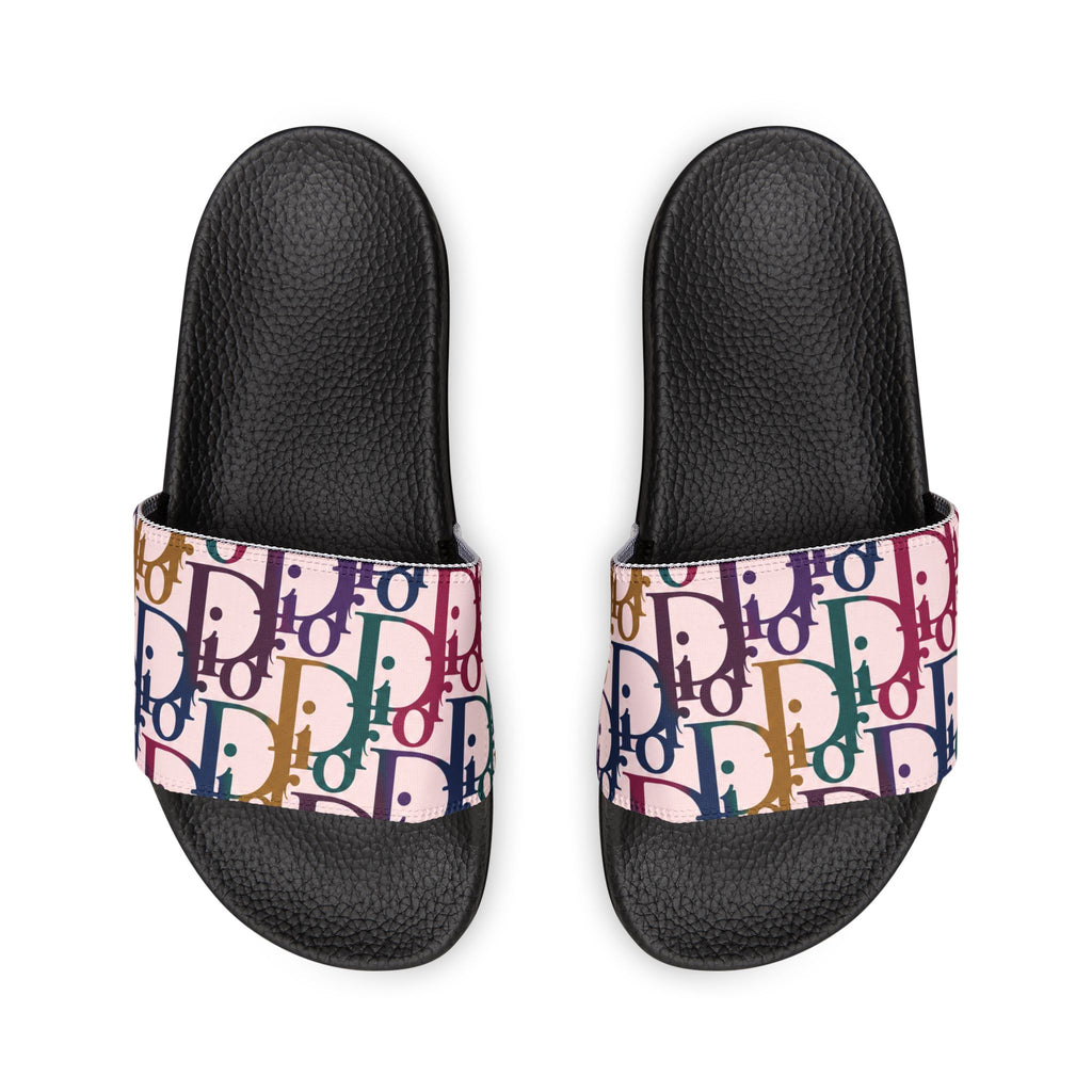 Slide Sandals — Colorful Retro Dior Inspired Pattern Removable-Strap Slides
