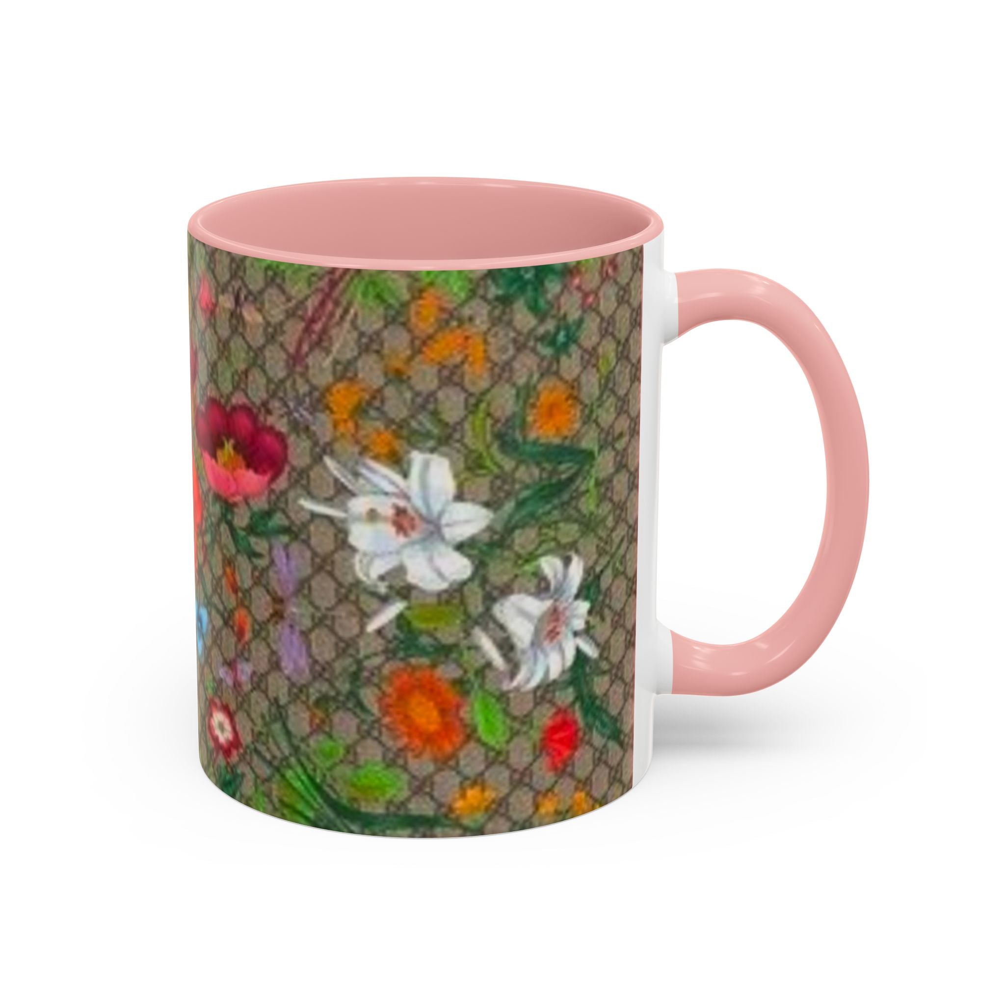 Floral Pattern Coffee Mug — Vintage Garden Accent 11/15oz - Italian Luxury Fashion Designer Scarf Pattern