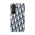 Designer Monogram Tough Phone Case — Navy Repeating 'D' Pattern