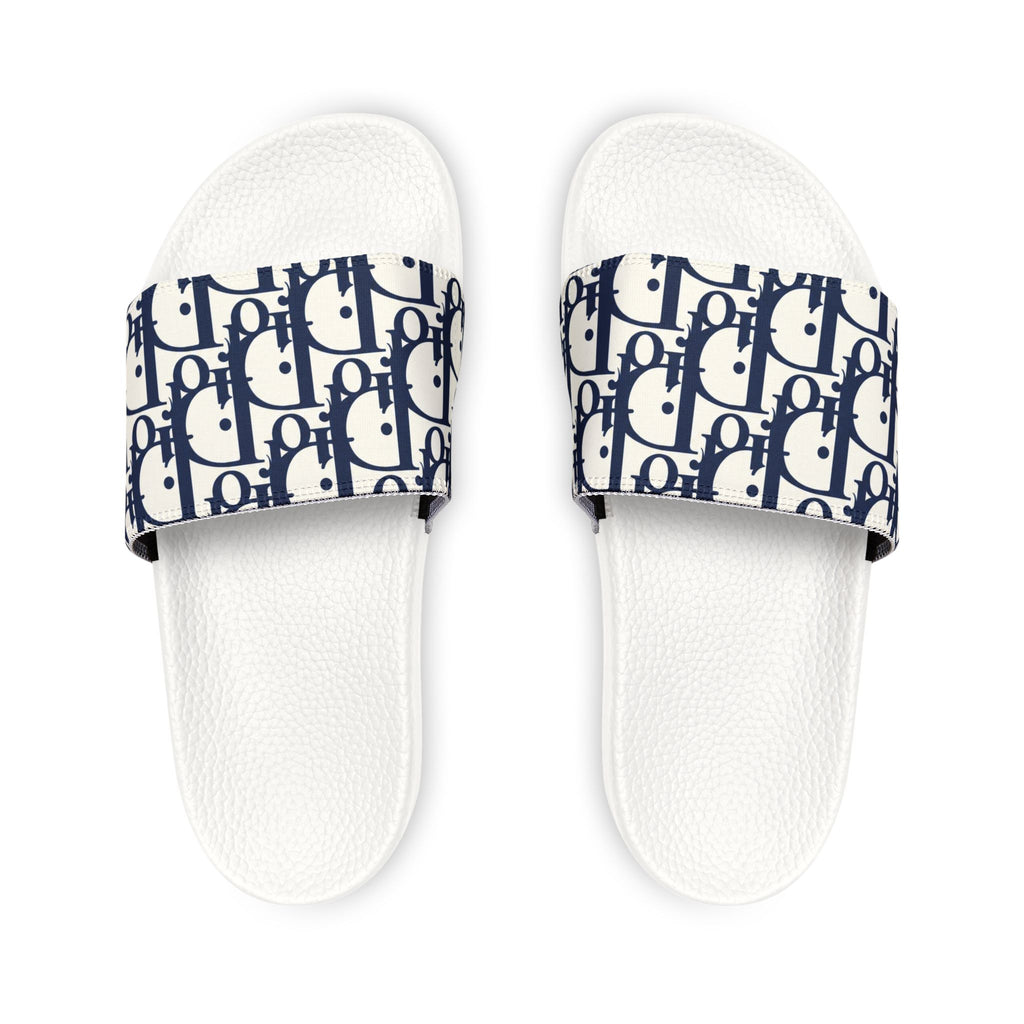 Slide Sandals — Navy Monogram Removable-Strap Slides