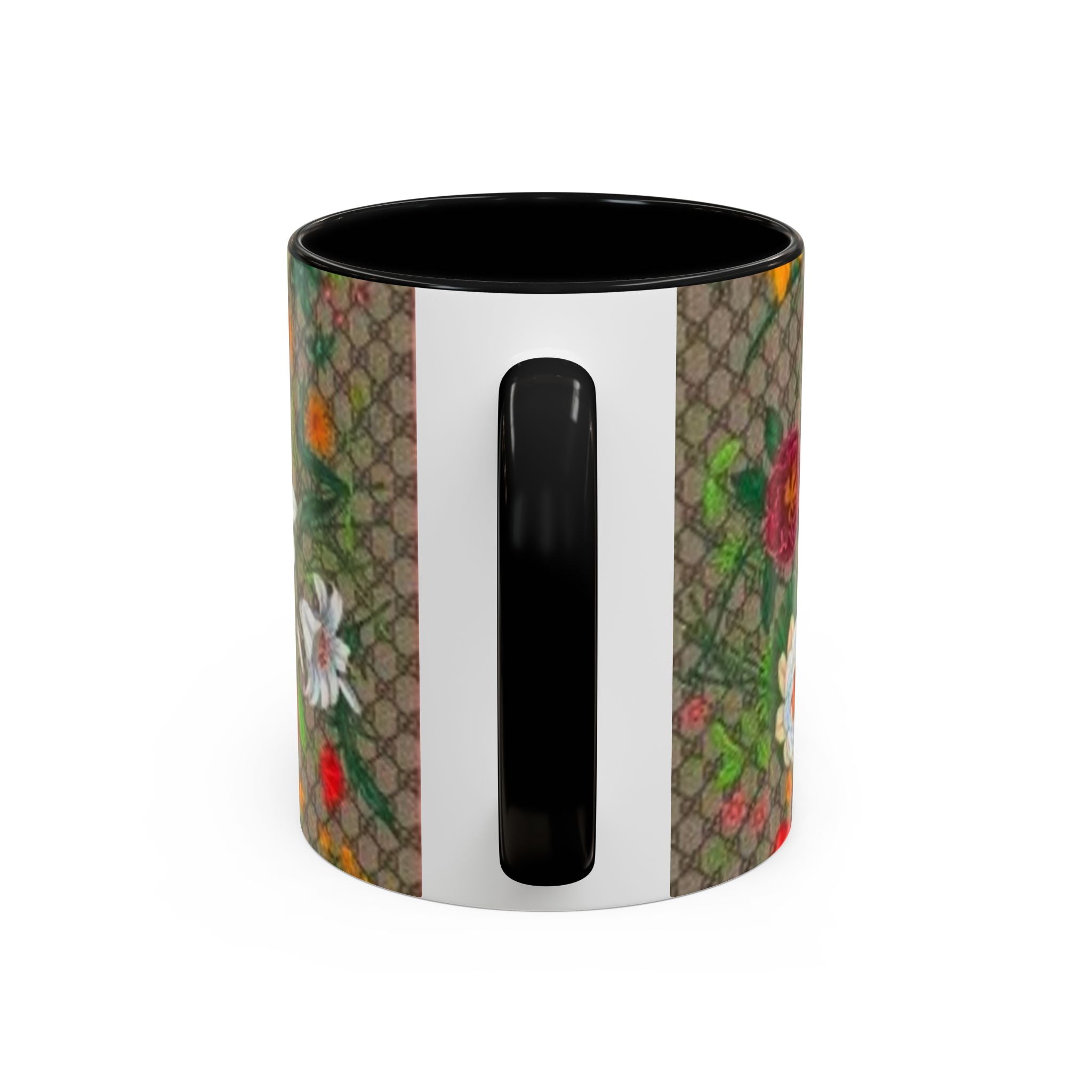 Floral Pattern Coffee Mug — Vintage Garden Accent 11/15oz - Italian Luxury Fashion Designer Scarf Pattern