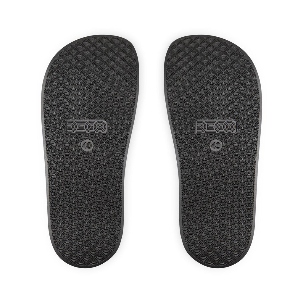 Slide Sandals — Navy Monogram Removable-Strap Slides