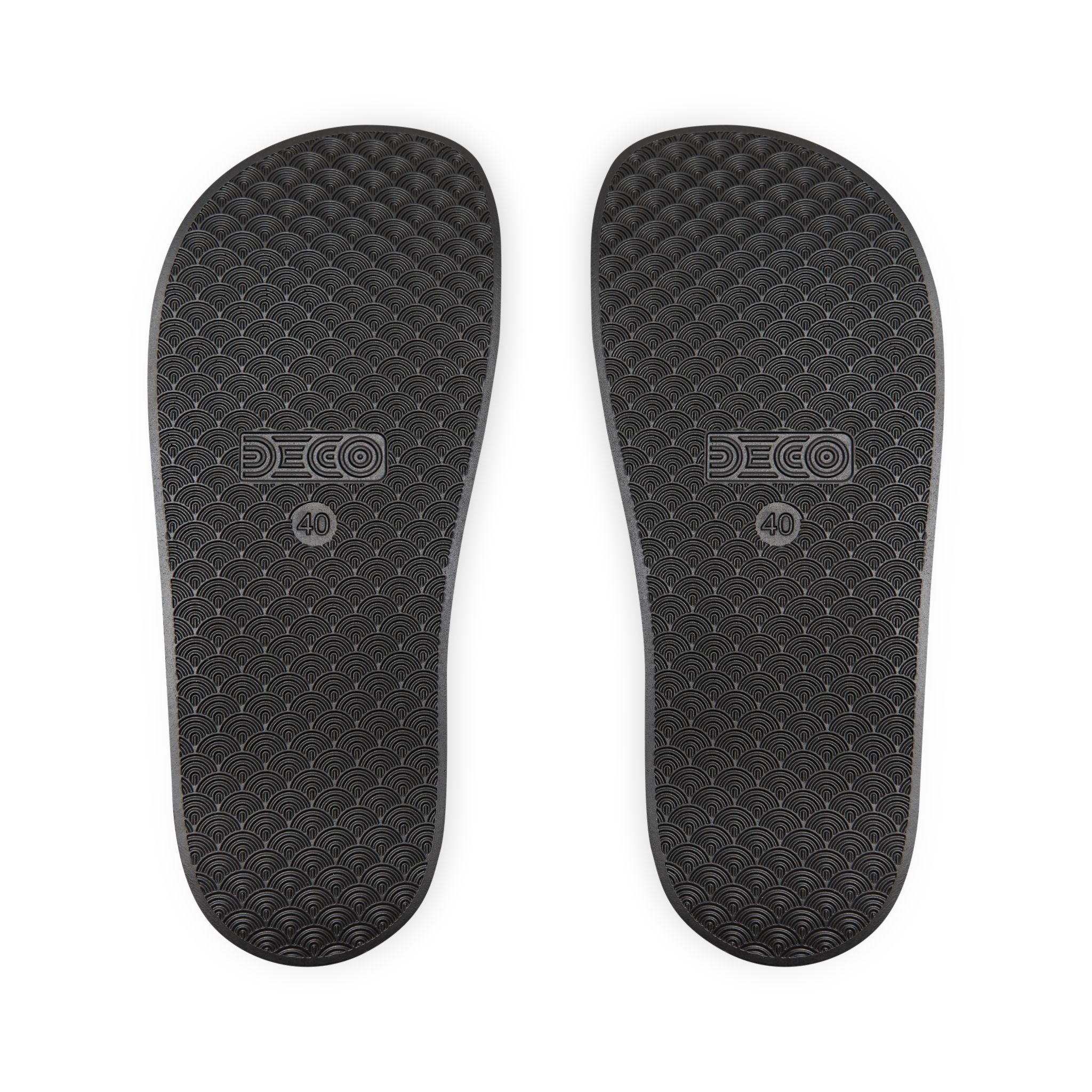 Slide Sandals — Navy Monogram Removable-Strap Slides