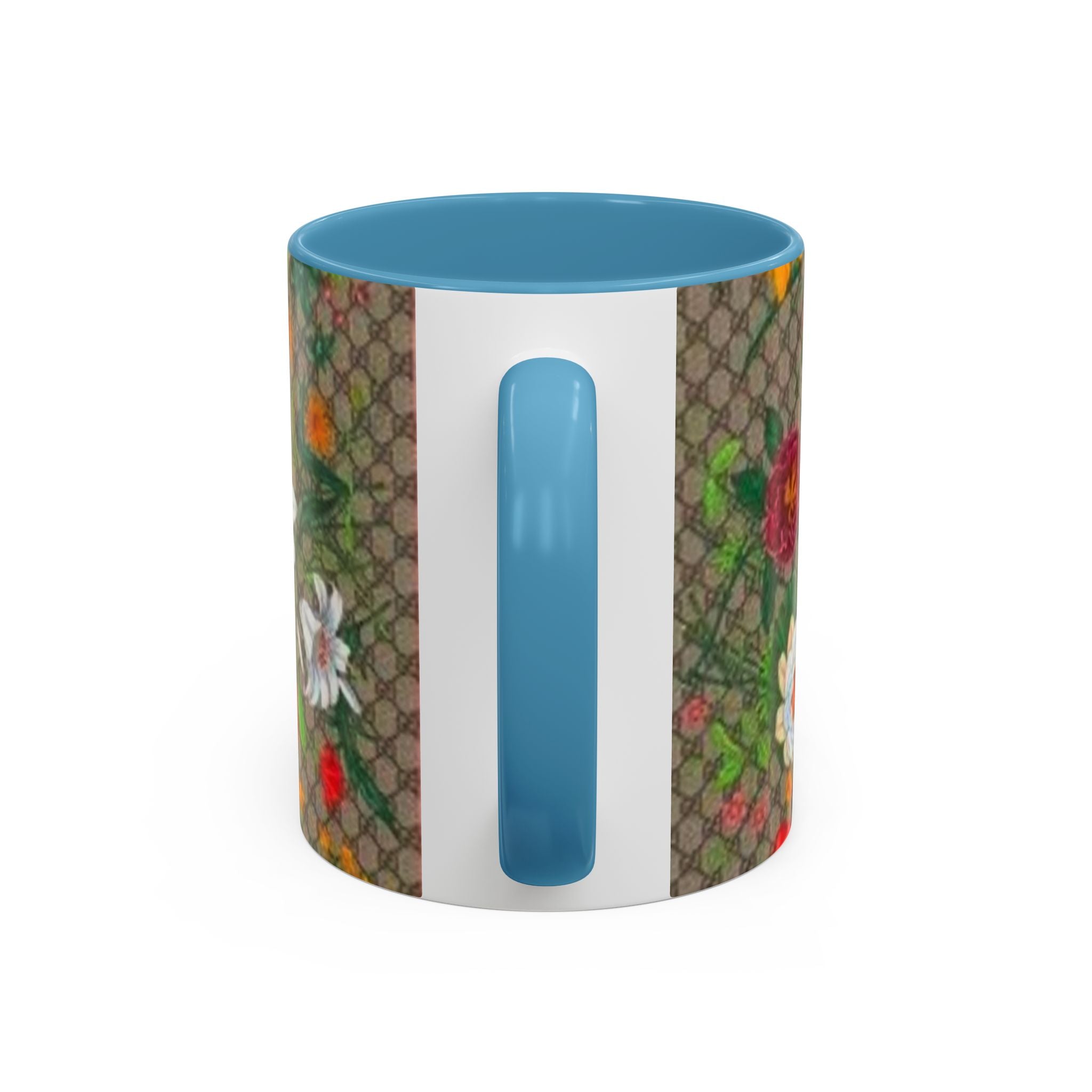 Floral Pattern Coffee Mug — Vintage Garden Accent 11/15oz - Italian Luxury Fashion Designer Scarf Pattern