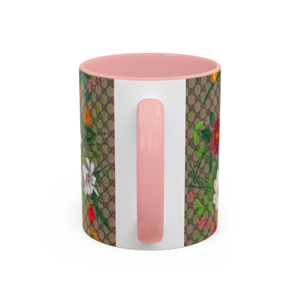 Floral Pattern Coffee Mug — Vintage Garden Accent 11/15oz - Italian Luxury Fashion Designer Scarf Pattern