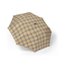 Iconic British Designer Plaid Compact Plaid Foldable Umbrella — Semi-Automatic Travel Rain Parasol Nova Check