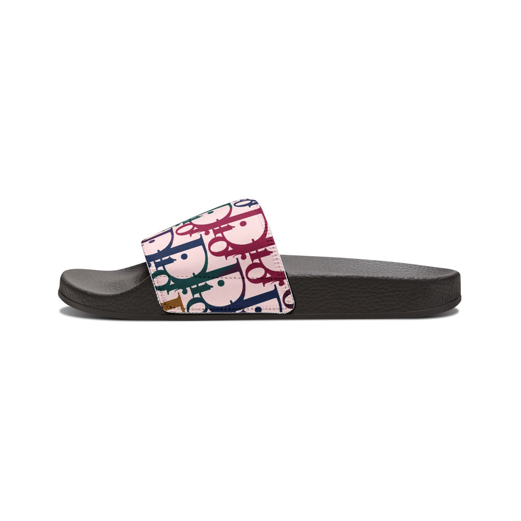 Slide Sandals — Colorful Retro Dior Inspired Pattern Removable-Strap Slides