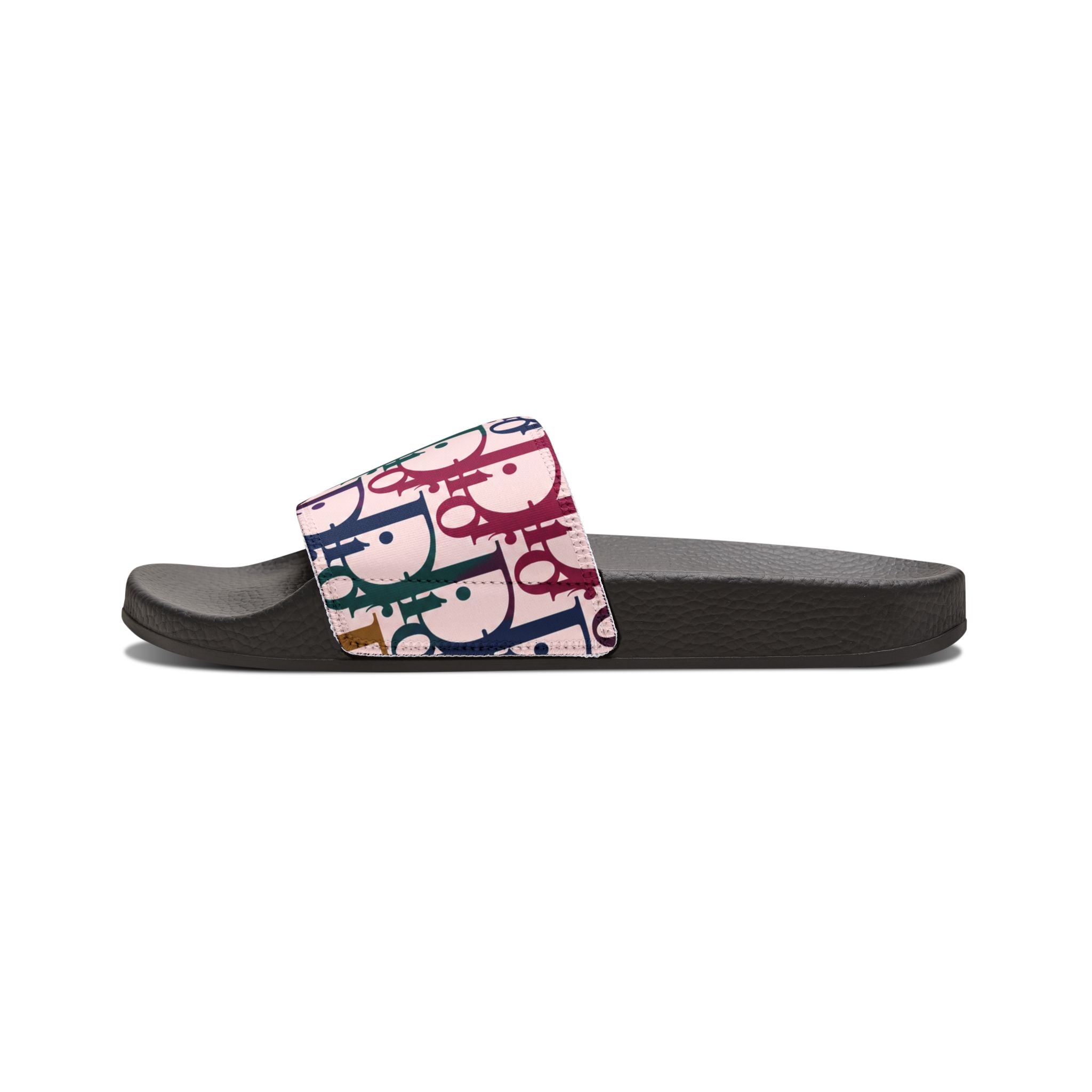 Slide Sandals — Colorful Retro Dior Inspired Pattern Removable-Strap Slides