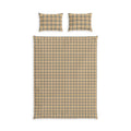 Plaid Cotton Bed Set - Classic Tan & Navy Check Duvet Cover with Pillowcases Nova Check