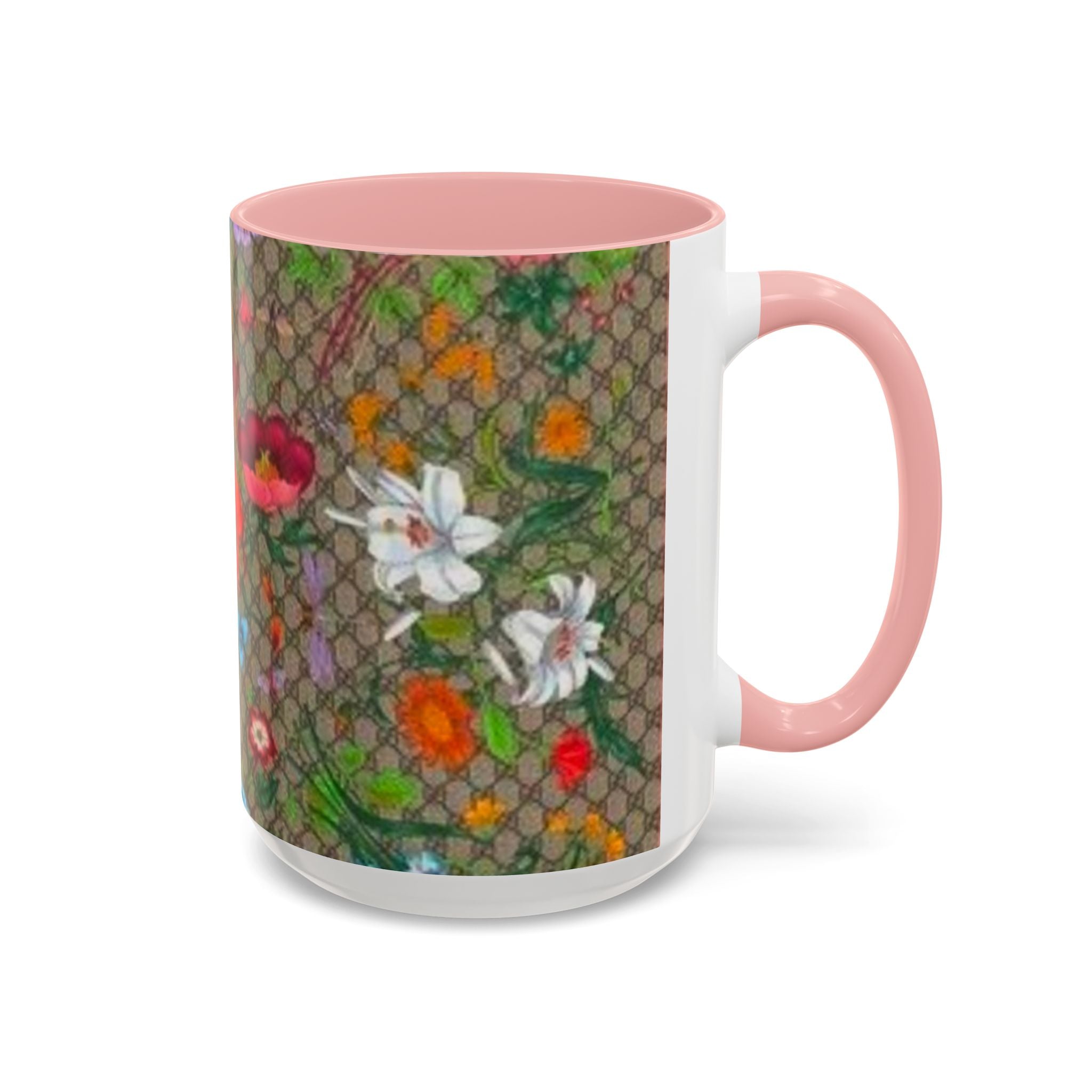 Floral Pattern Coffee Mug — Vintage Garden Accent 11/15oz - Italian Luxury Fashion Designer Scarf Pattern