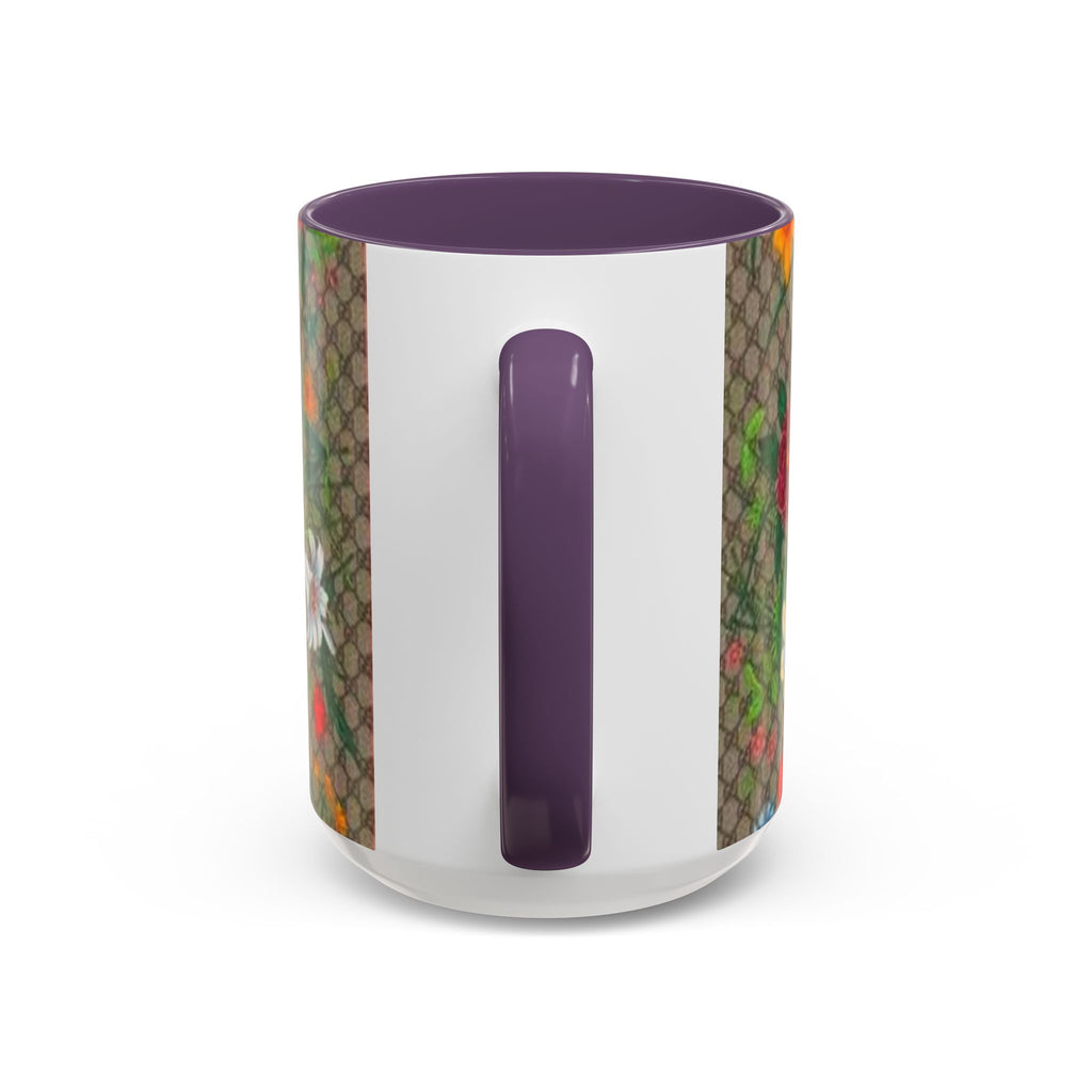 Floral Pattern Coffee Mug — Vintage Garden Accent 11/15oz - Italian Luxury Fashion Designer Scarf Pattern