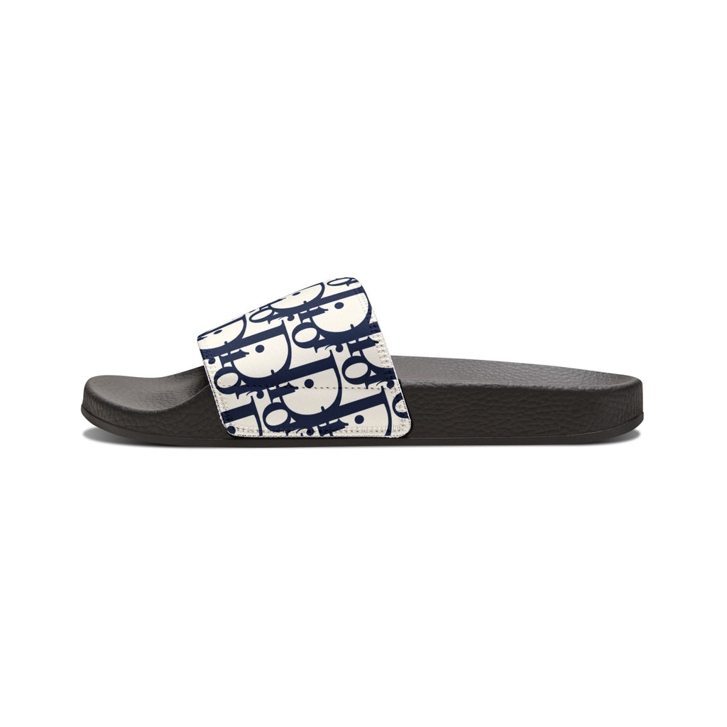 Slide Sandals — Navy Monogram Removable-Strap Slides