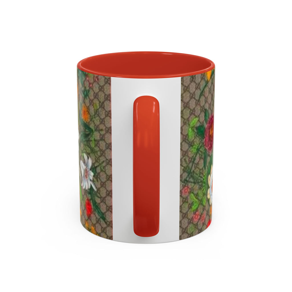 Floral Pattern Coffee Mug — Vintage Garden Accent 11/15oz - Italian Luxury Fashion Designer Scarf Pattern