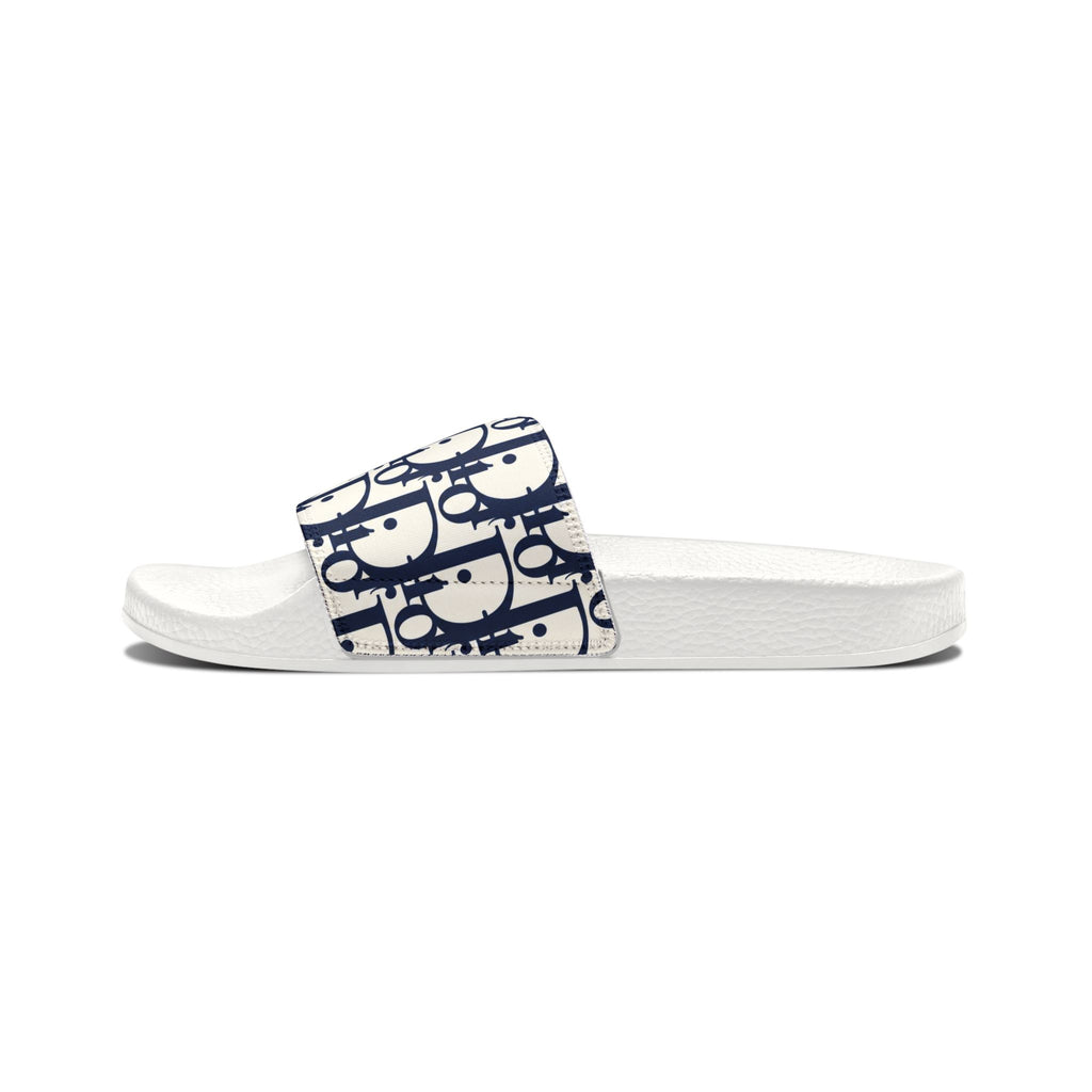 Slide Sandals — Navy Monogram Removable-Strap Slides