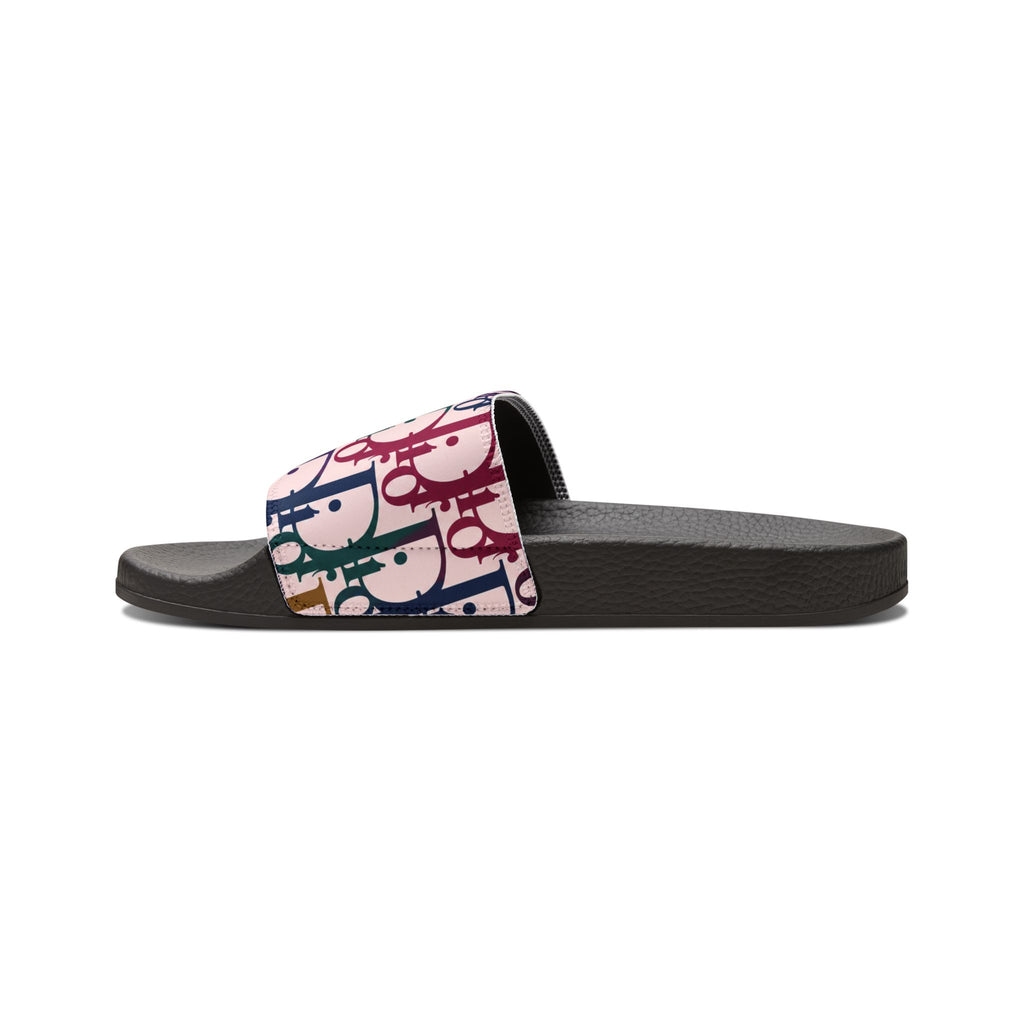 Slide Sandals — Colorful Retro Dior Inspired Pattern Removable-Strap Slides