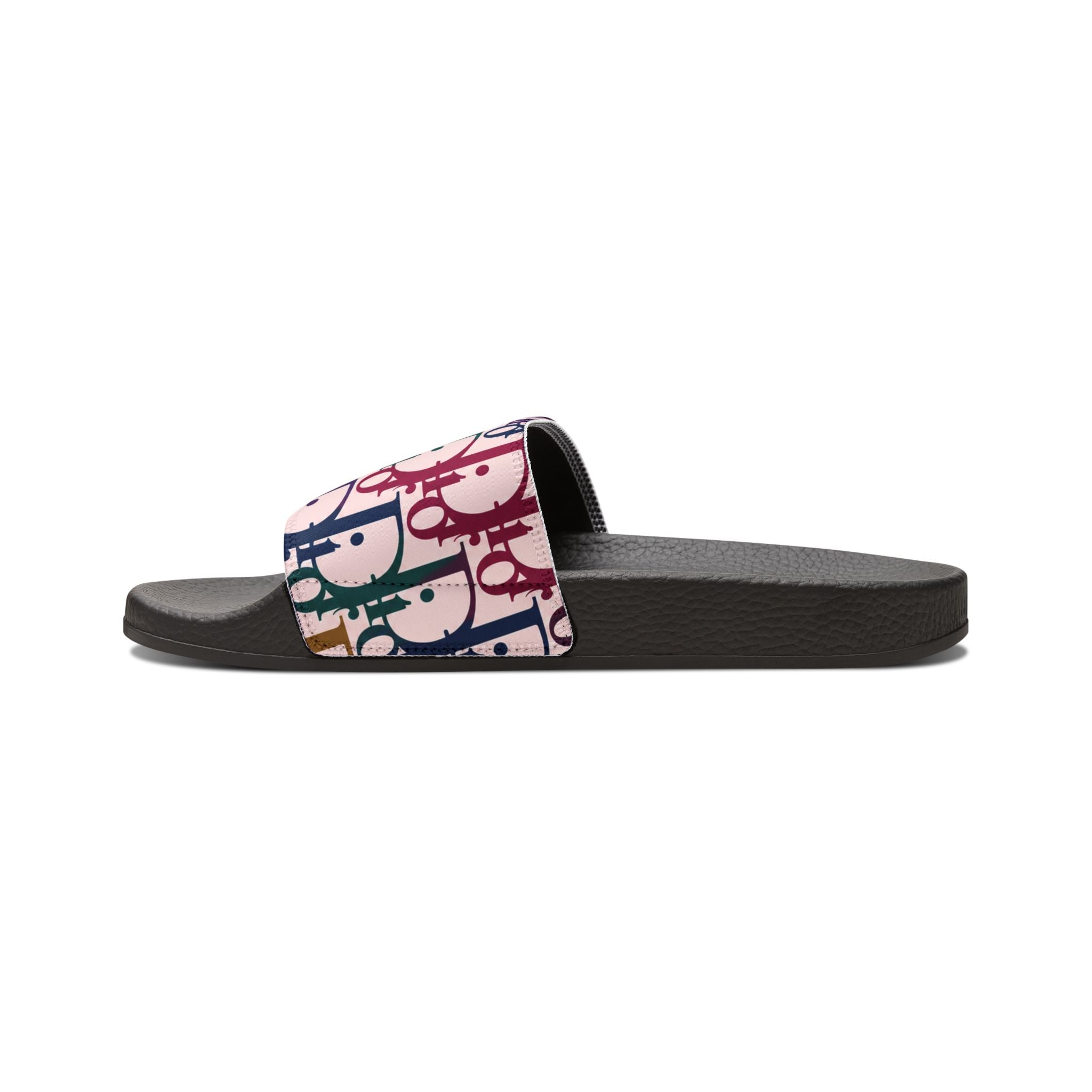 Slide Sandals — Colorful Retro Dior Inspired Pattern Removable-Strap Slides