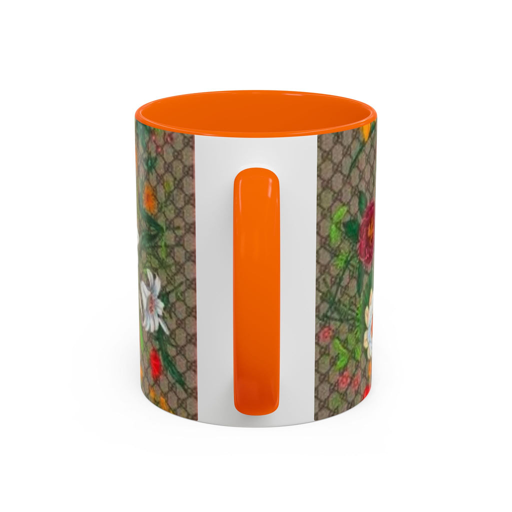 Floral Pattern Coffee Mug — Vintage Garden Accent 11/15oz - Italian Luxury Fashion Designer Scarf Pattern