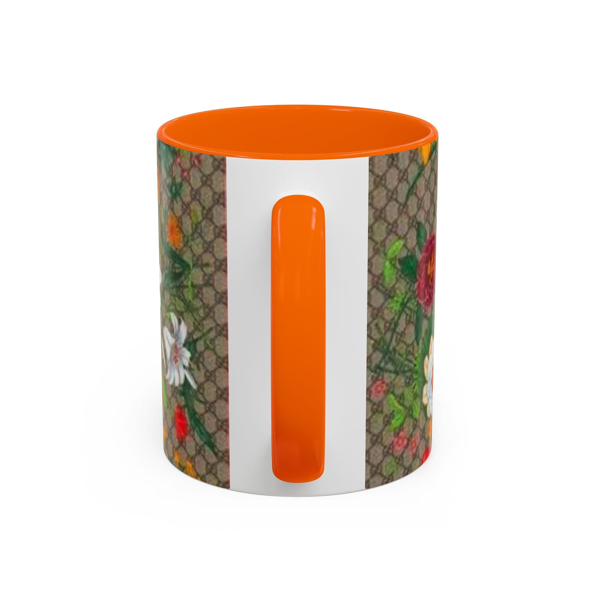 Floral Pattern Coffee Mug — Vintage Garden Accent 11/15oz - Italian Luxury Fashion Designer Scarf Pattern