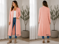 Blush Pink Longline Logo Jersey Knit Open Cardigan | 48" Duster Size Small Dior