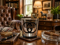 Luxury Gucci GG Monogram 14 oz Smoky Gray Tumbler Glass | Vintage Designer