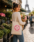 Louis Vuitton Pattern Cream Canvas Dust Cover Tote with Pink Logo 13 X 15 Inches
