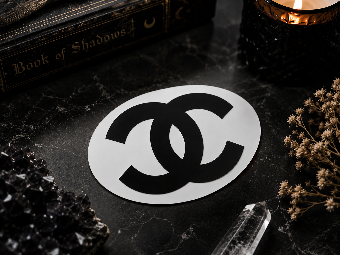 Double C 4-Inch Bumper Sticker | Black & White Vinyl Decal Matte Finish Chanel