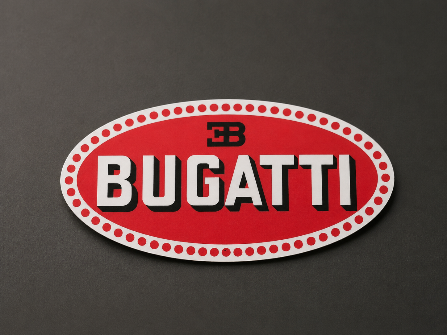 Bugatti Logo 4-Inch Matte Bumper Sticker | Red Oval Automotive Decal